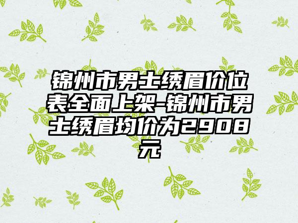 锦州市男士绣眉价位表全面上架-锦州市男士绣眉均价为2908元