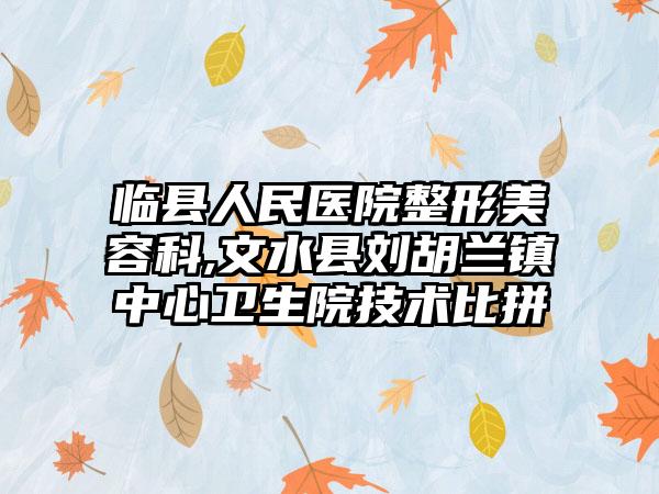 临县人民医院整形美容科,文水县刘胡兰镇中心卫生院技术比拼