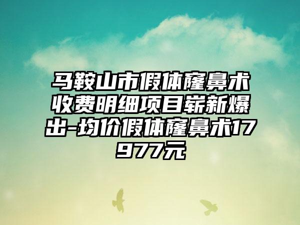 马鞍山市假体窿鼻术收费明细项目崭新爆出-均价假体窿鼻术17977元