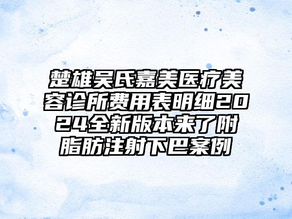 楚雄吴氏嘉美医疗美容诊所费用表明细2024全新版本来了附脂肪注射下巴案例