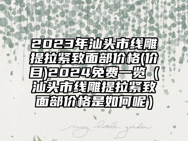 2023年汕头市线雕提拉紧致面部价格(价目)2024免费一览（汕头市线雕提拉紧致面部价格是如何呢）