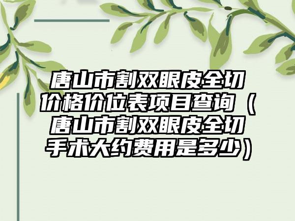 唐山市割双眼皮全切价格价位表项目查询（唐山市割双眼皮全切手术大约费用是多少）