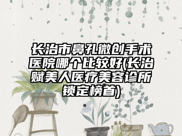 长治市鼻孔微创手术医院哪个比较好(长治赋美人医疗美容诊所锁定榜首)