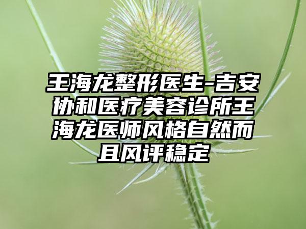 王海龙整形医生-吉安协和医疗美容诊所王海龙医师风格自然而且风评稳定