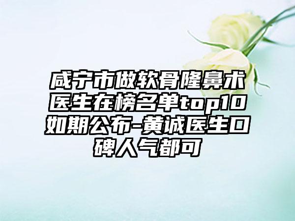 咸宁市做软骨隆鼻术医生在榜名单top10如期公布-黄诚医生口碑人气都可
