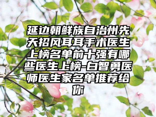 延边朝鲜族自治州先天招风耳耳手术医生上榜名单前十强有哪些医生上榜-白智勇医师医生家名单推荐给你