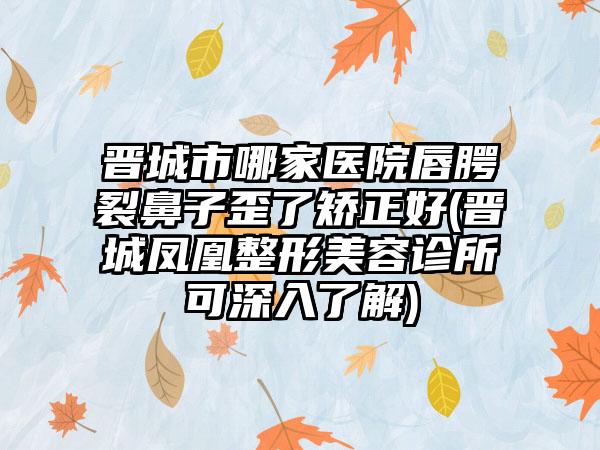 晋城市哪家医院唇腭裂鼻子歪了矫正好(晋城凤凰整形美容诊所可深入了解)