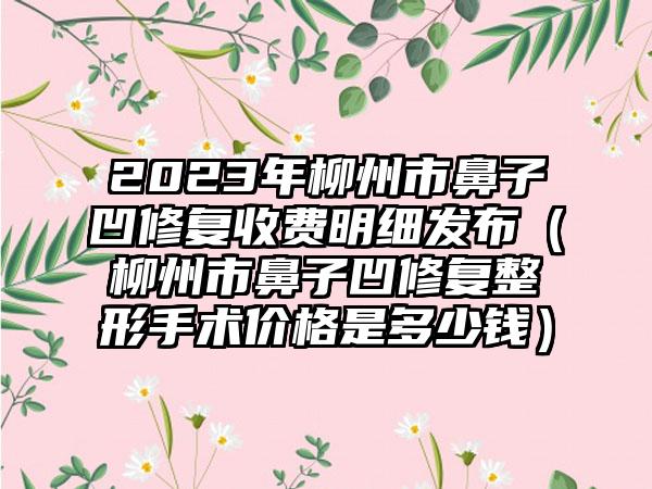 2023年柳州市鼻子凹修复收费明细发布（柳州市鼻子凹修复整形手术价格是多少钱）