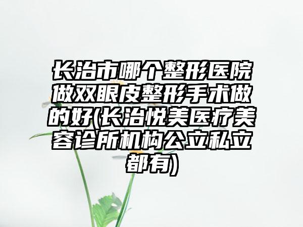 长治市哪个整形医院做双眼皮整形手术做的好(长治悦美医疗美容诊所机构公立私立都有)