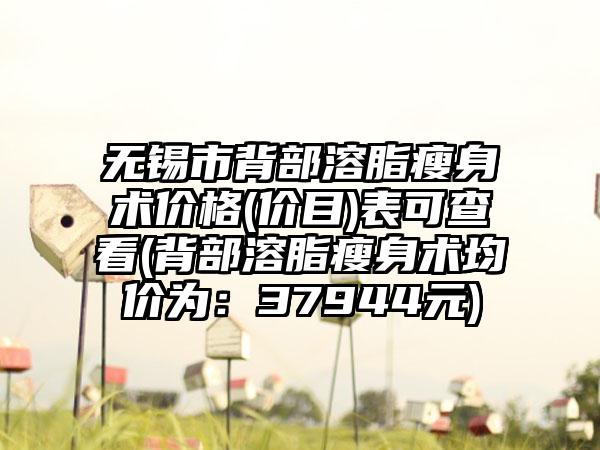 无锡市背部溶脂瘦身术价格(价目)表可查看(背部溶脂瘦身术均价为：37944元)