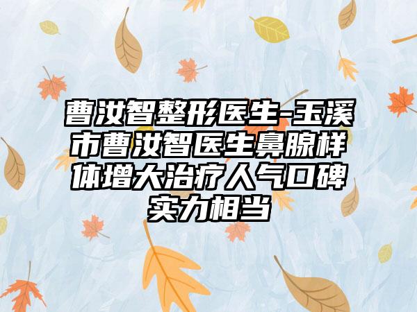 曹汝智整形医生-玉溪市曹汝智医生鼻腺样体增大治疗人气口碑实力相当