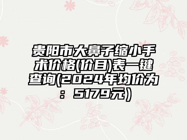 贵阳市大鼻子缩小手术价格(价目)表一键查询(2024年均价为：5179元）