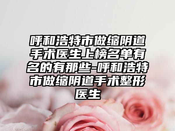 呼和浩特市做缩阴道手术医生上榜名单有名的有那些-呼和浩特市做缩阴道手术整形医生