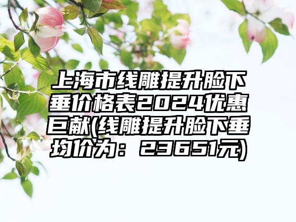 上海市线雕提升脸下垂价格表2024优惠巨献(线雕提升脸下垂均价为：23651元)
