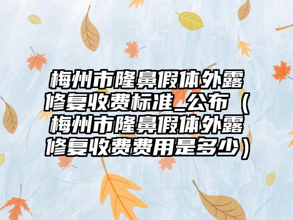 梅州市隆鼻假体外露修复收费标准_公布（梅州市隆鼻假体外露修复收费费用是多少）