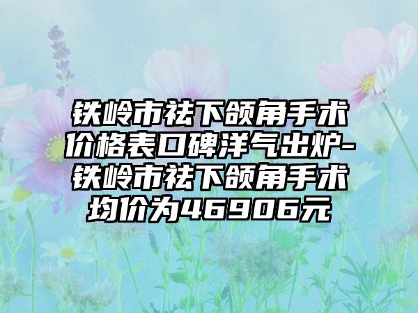 铁岭市祛下颌角手术价格表口碑洋气出炉-铁岭市祛下颌角手术均价为46906元