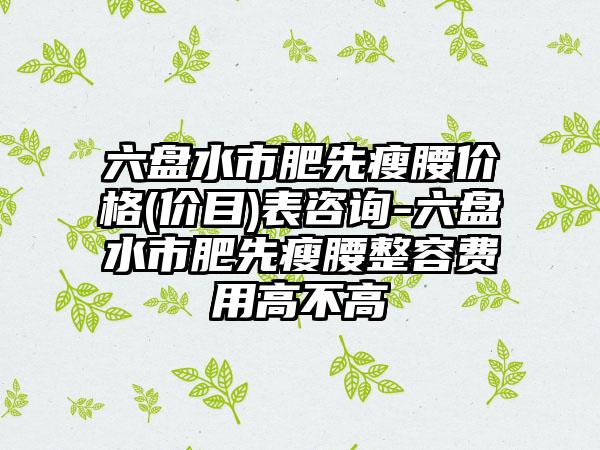 六盘水市肥先瘦腰价格(价目)表咨询-六盘水市肥先瘦腰整容费用高不高