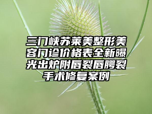 三门峡苏莱美整形美容门诊价格表全新曝光出炉附唇裂唇腭裂手术修复案例