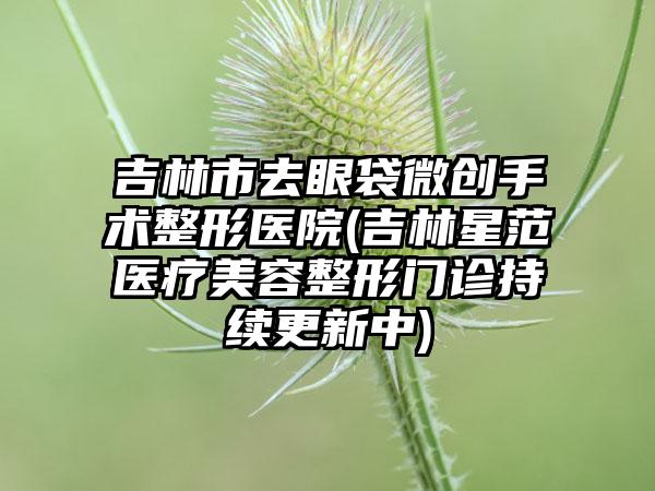 吉林市去眼袋微创手术整形医院(吉林星范医疗美容整形门诊持续更新中)