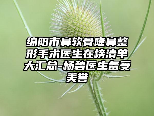 绵阳市鼻软骨隆鼻整形手术医生在榜清单大汇总-杨碧医生备受美誉