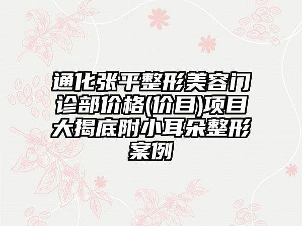 通化张平整形美容门诊部价格(价目)项目大揭底附小耳朵整形案例