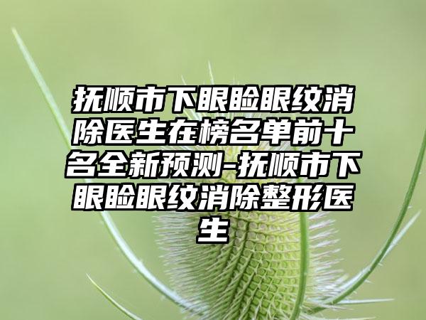 抚顺市下眼睑眼纹消除医生在榜名单前十名全新预测-抚顺市下眼睑眼纹消除整形医生