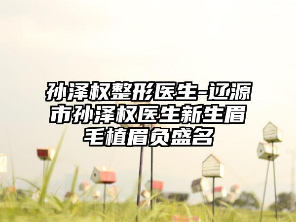 孙泽权整形医生-辽源市孙泽权医生新生眉毛植眉负盛名