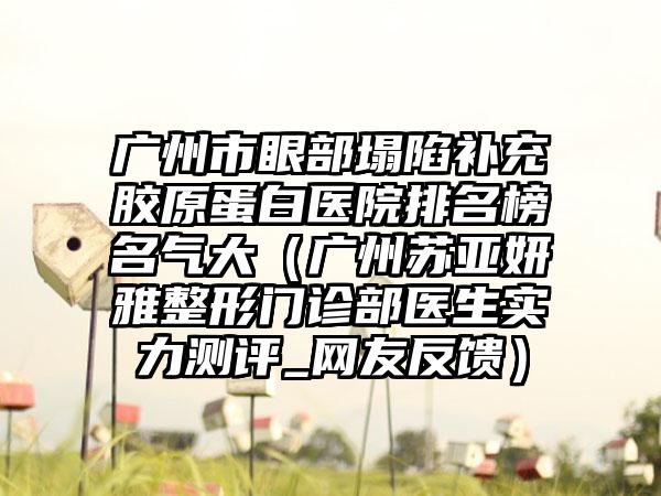 广州市眼部塌陷补充胶原蛋白医院排名榜名气大（广州苏亚妍雅整形门诊部医生实力测评_网友反馈）