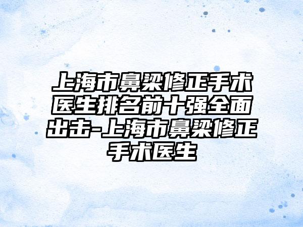 上海市鼻梁修正手术医生排名前十强全面出击-上海市鼻梁修正手术医生