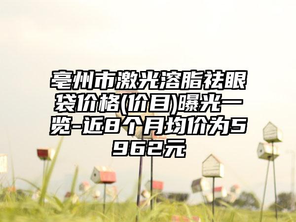 亳州市激光溶脂祛眼袋价格(价目)曝光一览-近8个月均价为5962元