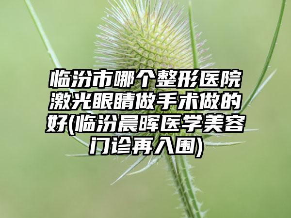 临汾市哪个整形医院激光眼睛做手术做的好(临汾晨晖医学美容门诊再入围)