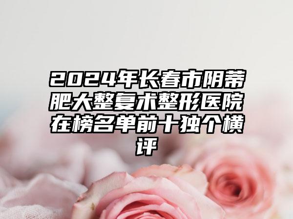 2024年长春市阴蒂肥大整复术整形医院在榜名单前十独个横评