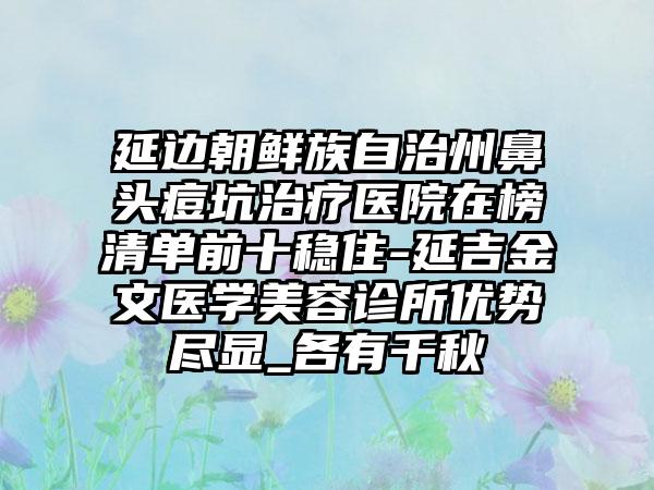 延边朝鲜族自治州鼻头痘坑治疗医院在榜清单前十稳住-延吉金文医学美容诊所优势尽显_各有千秋