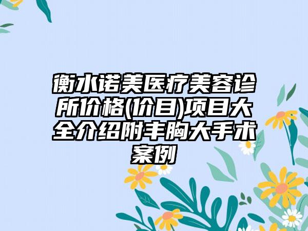 衡水诺美医疗美容诊所价格(价目)项目大全介绍附丰胸大手术案例