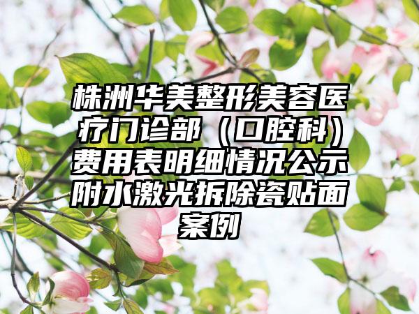 株洲华美整形美容医疗门诊部（口腔科）费用表明细情况公示附水激光拆除瓷贴面案例