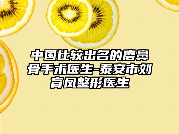 中国比较出名的磨鼻骨手术医生-泰安市刘育凤整形医生