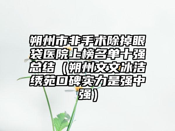 朔州市非手术除掉眼袋医院上榜名单十强总结（朔州文文冰洁绣苑口碑实力是强中强）