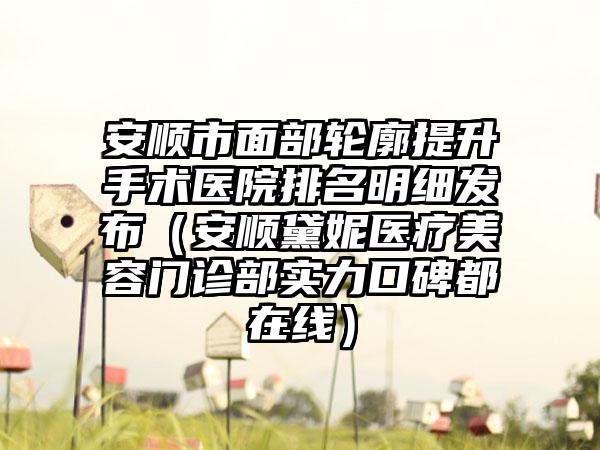 安顺市面部轮廓提升手术医院排名明细发布（安顺黛妮医疗美容门诊部实力口碑都在线）