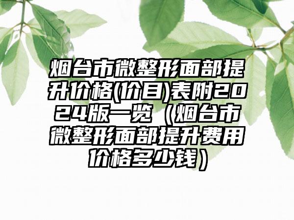 烟台市微整形面部提升价格(价目)表附2024版一览（烟台市微整形面部提升费用价格多少钱）