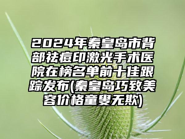 2024年秦皇岛市背部祛痘印激光手术医院在榜名单前十佳跟踪发布(秦皇岛巧致美容价格童叟无欺)