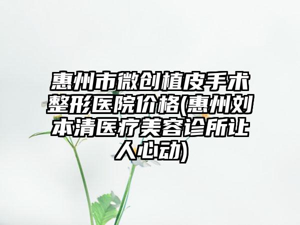 惠州市微创植皮手术整形医院价格(惠州刘本清医疗美容诊所让人心动)