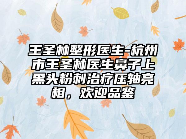 王圣林整形医生-杭州市王圣林医生鼻子上黑头粉刺治疗压轴亮相，欢迎品鉴