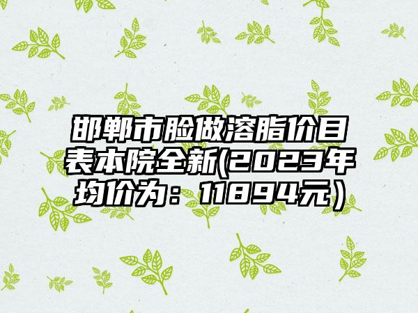 邯郸市脸做溶脂价目表本院全新(2023年均价为：11894元）