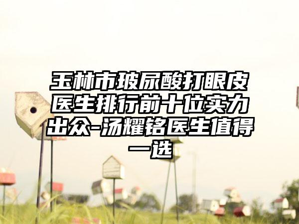 玉林市玻尿酸打眼皮医生排行前十位实力出众-汤耀铭医生值得一选