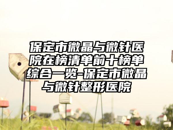 保定市微晶与微针医院在榜清单前十榜单综合一览-保定市微晶与微针整形医院