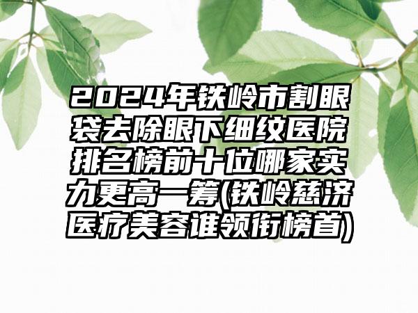 2024年铁岭市割眼袋去除眼下细纹医院排名榜前十位哪家实力更高一筹(铁岭慈济医疗美容谁领衔榜首)