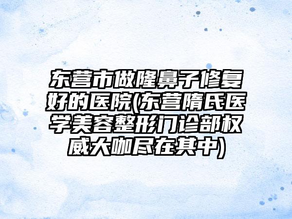 东营市做隆鼻子修复好的医院(东营隋氏医学美容整形门诊部权威大咖尽在其中)