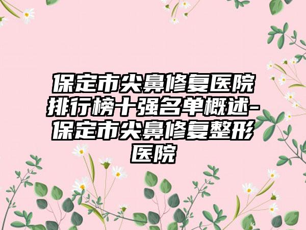 保定市尖鼻修复医院排行榜十强名单概述-保定市尖鼻修复整形医院