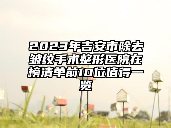 2023年吉安市除去皱纹手术整形医院在榜清单前10位值得一览