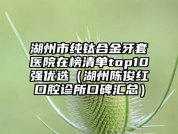 湖州市纯钛合金牙套医院在榜清单top10强优选（湖州陈俊红口腔诊所口碑汇总）